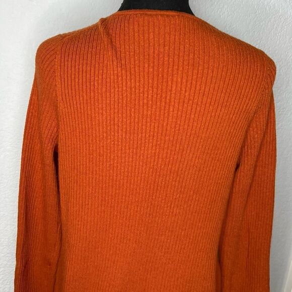 Anthropologie ett:twa Orange Knit Pullover V-Neckline Sheath Sweater Dress Sz M - Picture 8 of 13